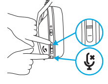 Logitech g435 wireless gaming headset User Manual - DOWN = Single press Mute button + Volume DOWN