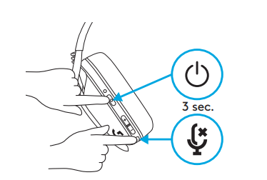Logitech g435 wireless gaming headset User Manual -Press 3 seconds or longer of the Power and the button