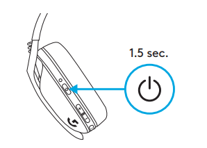 Logitech g435 wireless gaming headset User Manual - Press the Power button for minimum 1.5 sec