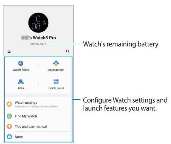 Samsung R900 Galaxy Watch 5 Bluetooth User Manual - Galaxy Wearable app