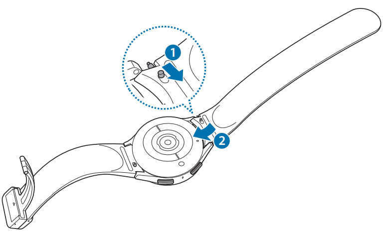 Samsung R900 Galaxy Watch 5 Bluetooth User Manual - Slide the spring bar inwards and connect the band.