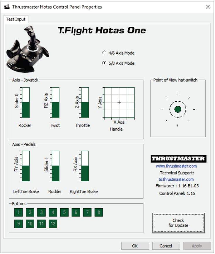 Thrustmaster T-Flight Hotas One XBOX Series X S & XOne and PC User Manual - In the Game Controllers dialog box