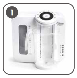 Tommee 42371640 Tippee Perfect Prep Machine User Manual - Place a container under the dispenser spout to capture the water used to clean the system (ideally at least 1.8 litre capacity).