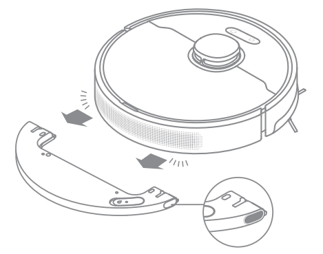 Dreametech D10 Plus Auto-Empty Robot Vacuum User Manual - Press the two side clips inwards and slide the water tank backwards to