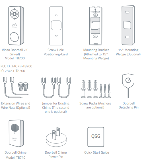 eufy Video Doorbell 2K Wired User Manual - What’s in the Box