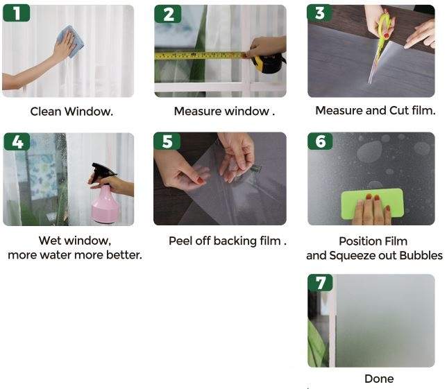 Coavas Window Privacy Film Frosted Glass User Manual - Installation Steps
