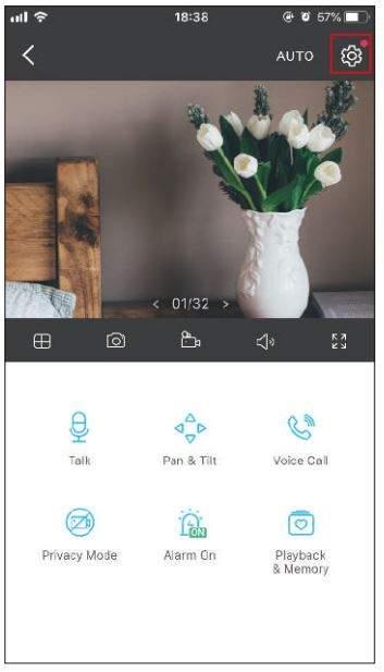 Tp-link Tapo TC70 Pan Tilt Home Security Wi-Fi Camera User Manual - On the Live View page, tap to enter the Camera Settings page