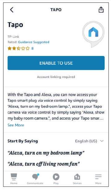 Tp-link Tapo TC70 Pan Tilt Home Security Wi-Fi Camera User Manual - Tap the ENABLE TO USE button