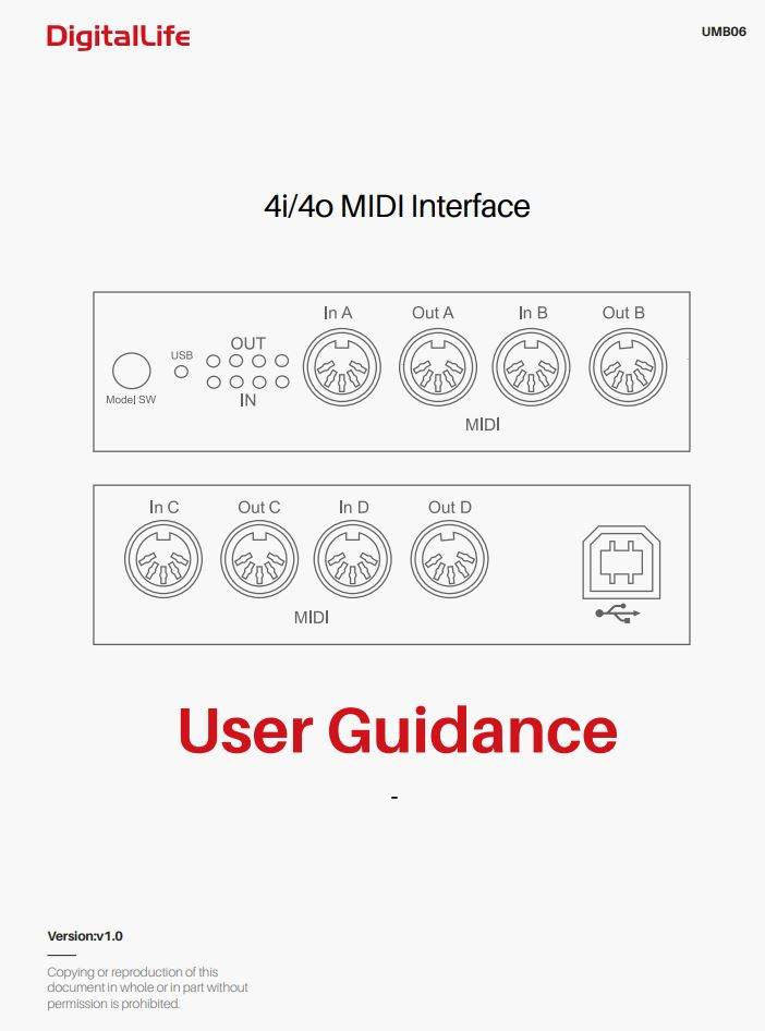DigittalLife UMB06 USB MIDI Interface Enclosure User Guide