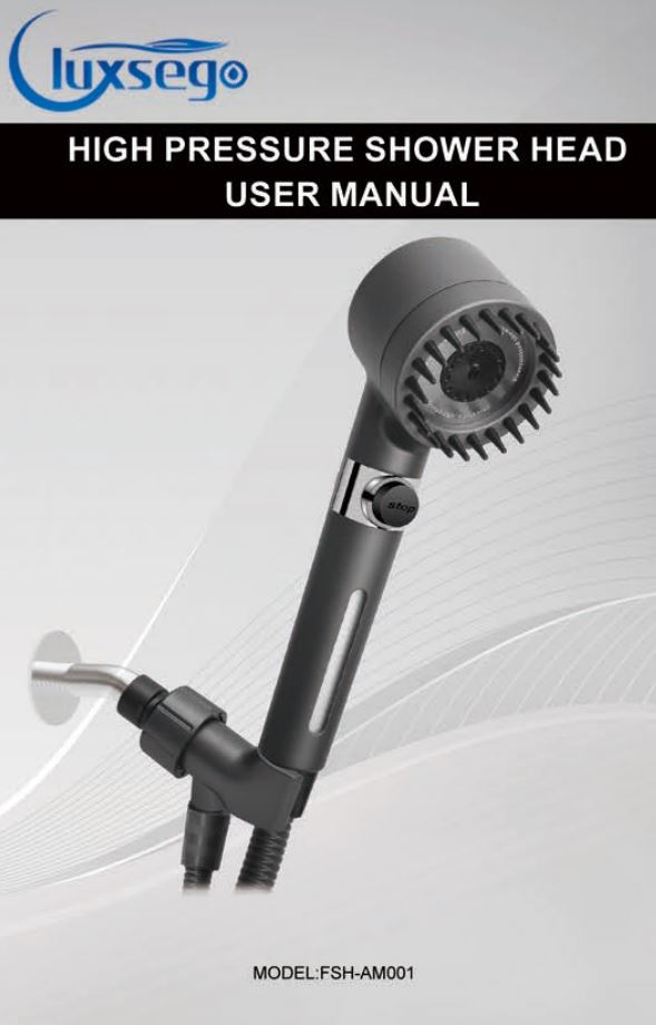 Luxsego FSH-AM001 High Pressure Shower Heads with Scalp Massager Shampoo Brush User Manual